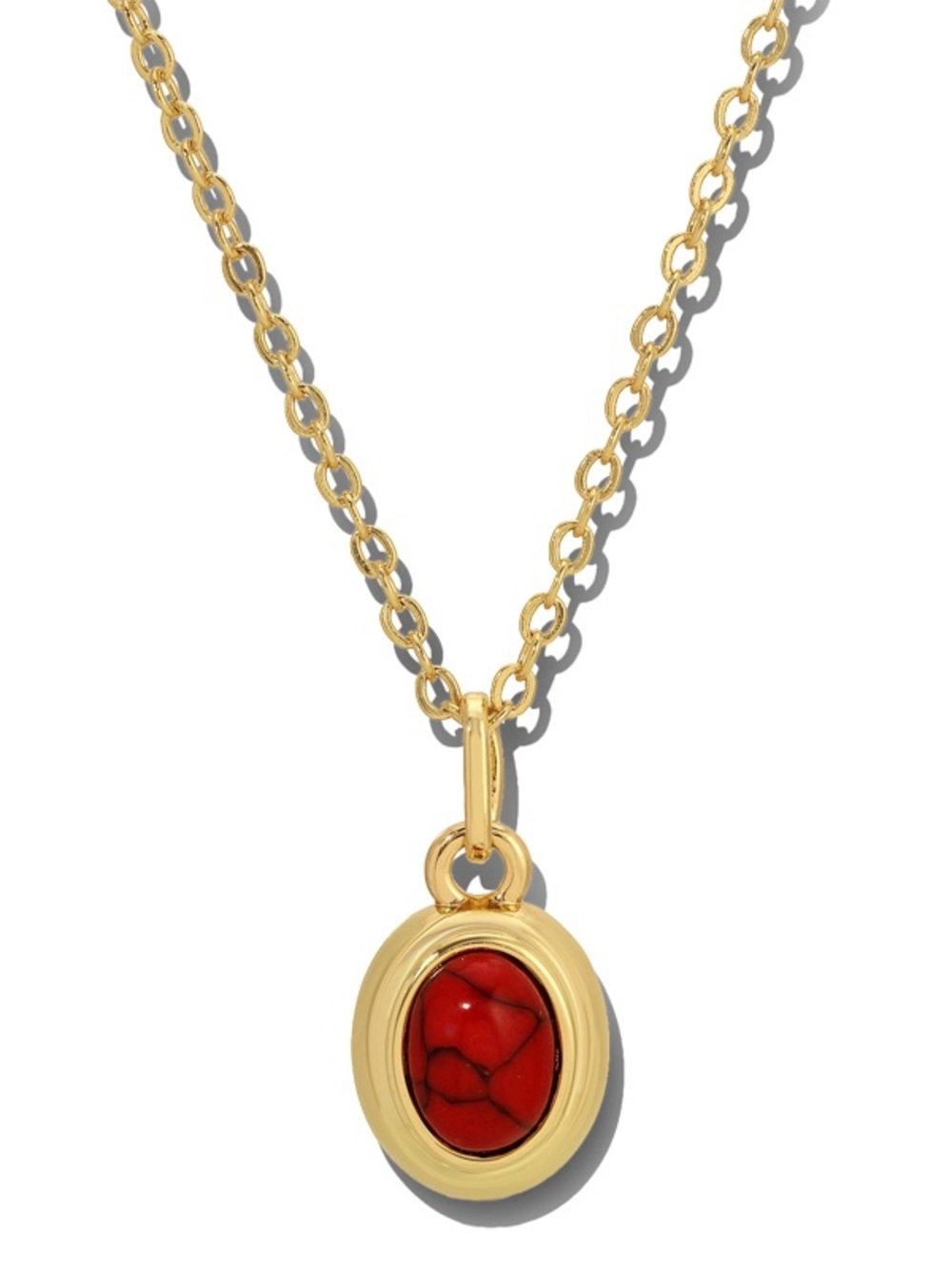 NWT Leeada Oval Gemstone Pendant Necklace in Garnet and Gold - Picture 3 of 10